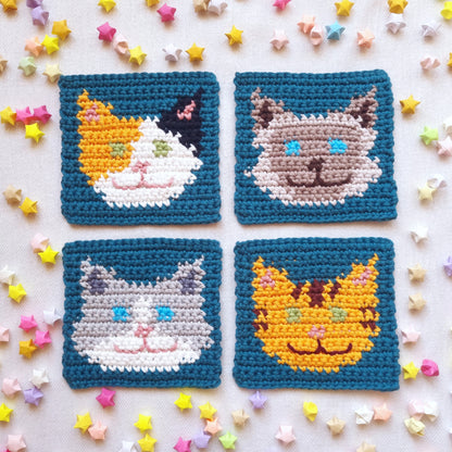 Square Cat Face Coasters