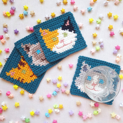 Square Cat Face Coasters