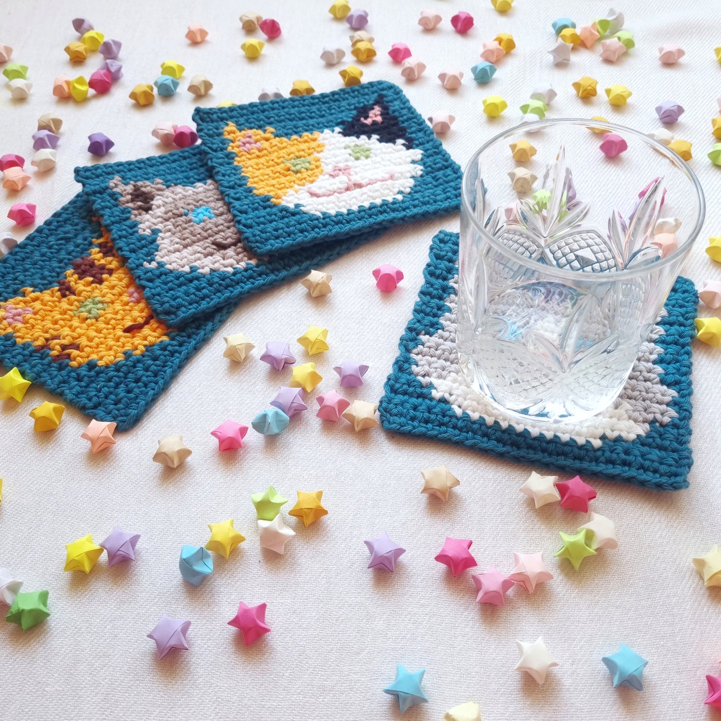 Square Cat Face Coasters