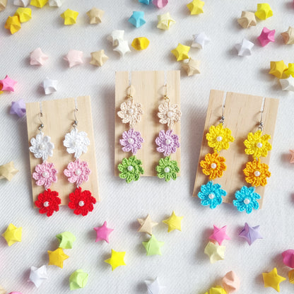 Handmade Flower Tier Dangle Earrings