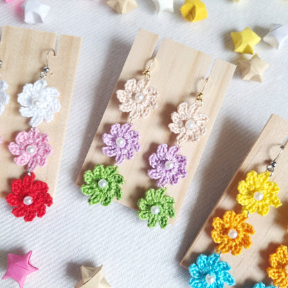 Handmade Flower Tier Dangle Earrings