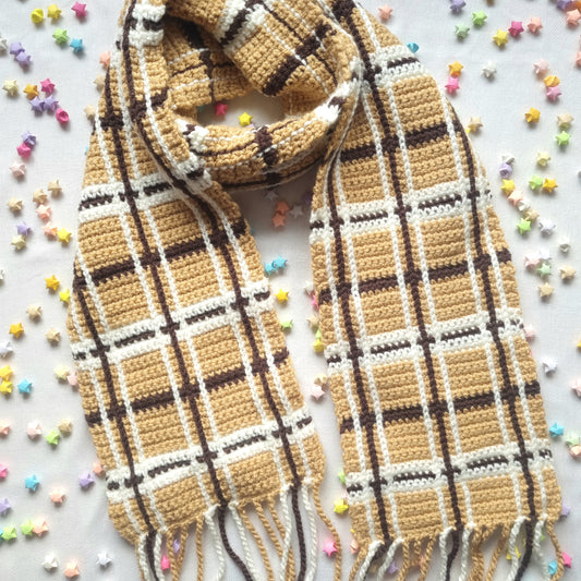 Check Plaid Twisted Fringe Scarf