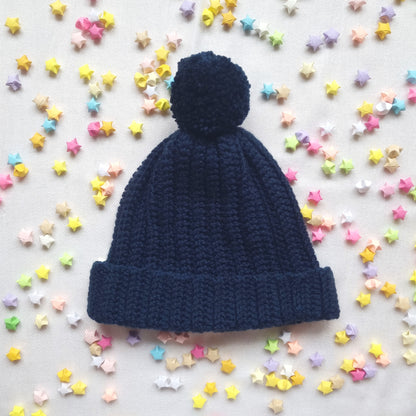 Ribbed Beanie with Removable Pom Pom